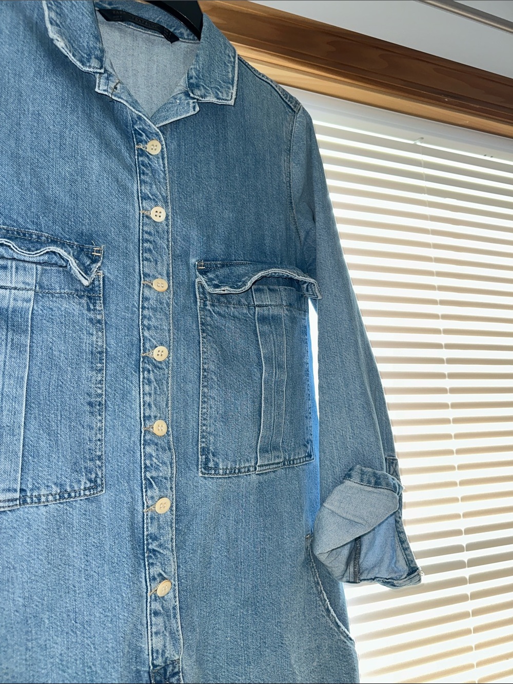 Zara Light Blue Denim Romper Jumpsuit - Picture 7 of 14